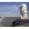 white marble Singapore Merlion statue fountain